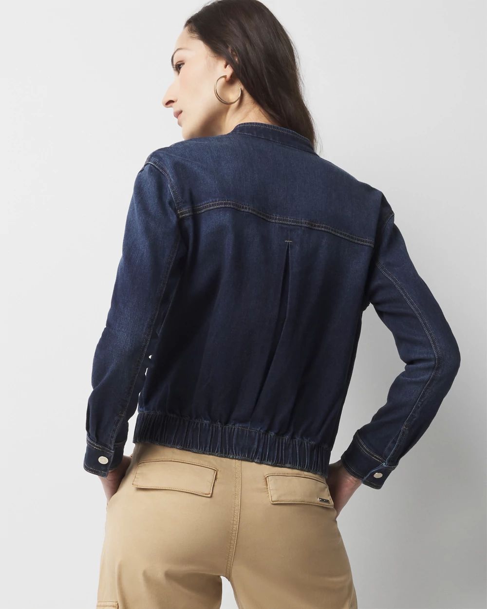 Petite Denim Bomber Jacket | White House Black Market
